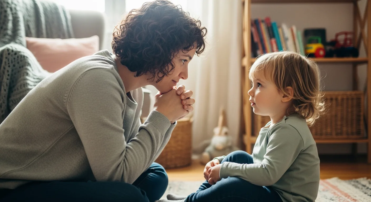 parent holding gentle boundary with toddler