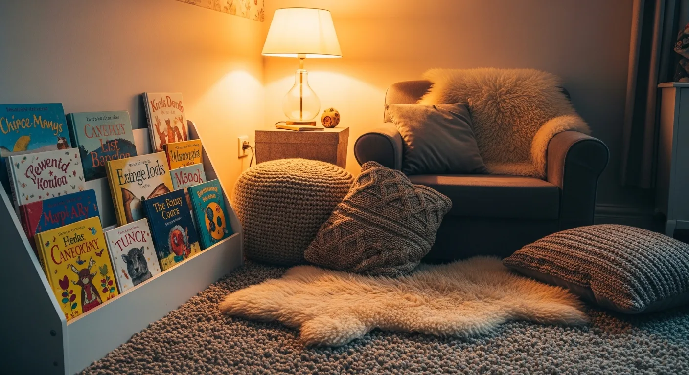 toddler reading corner with bookshelf