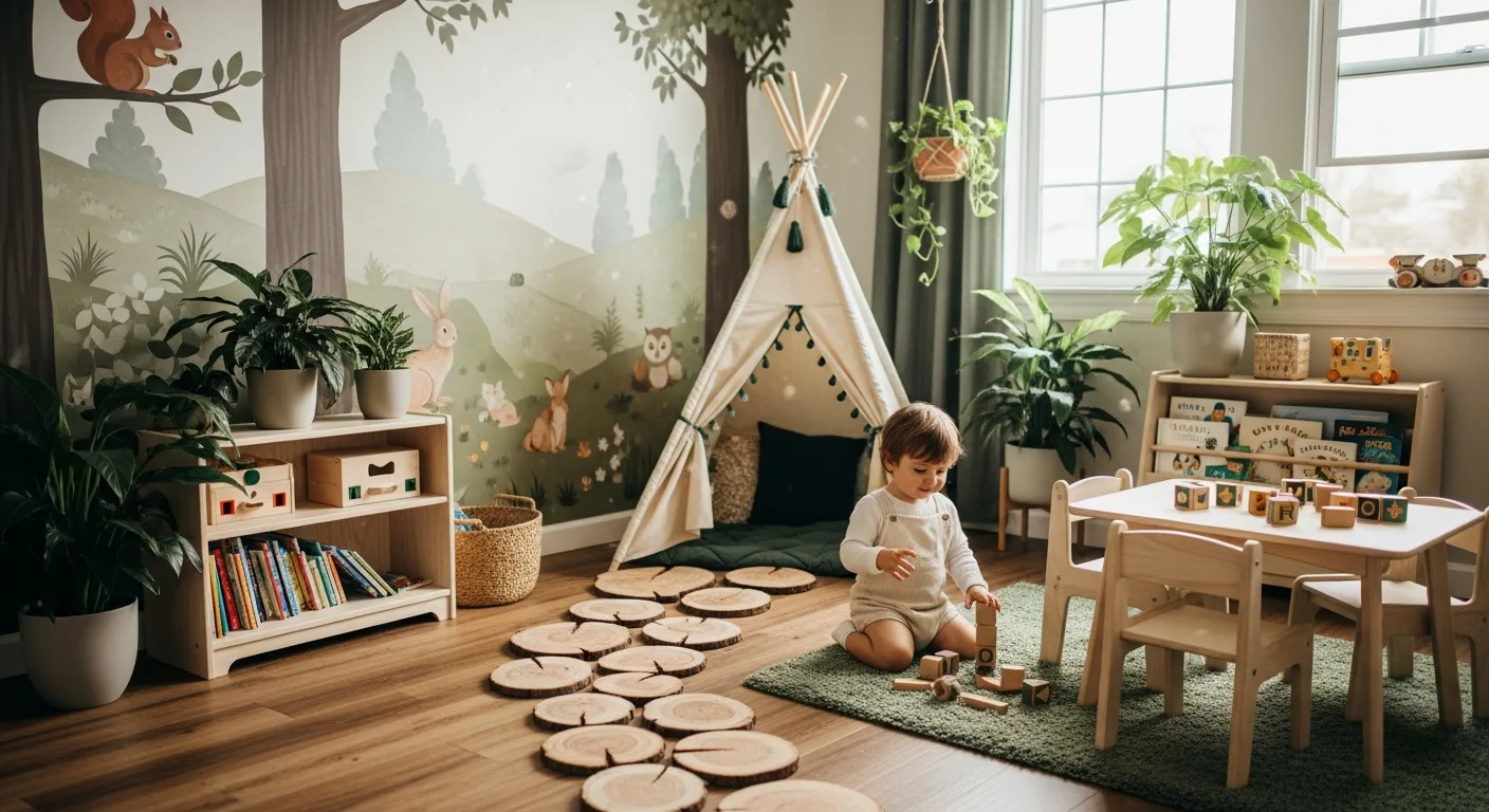 outdoor inspired indoor toddler playroom