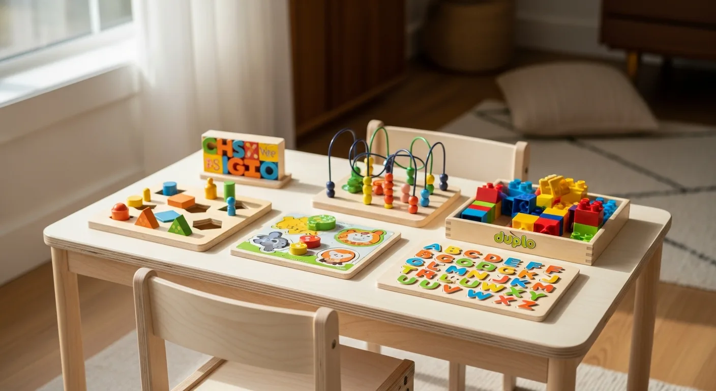 toddler puzzle and fine motor station