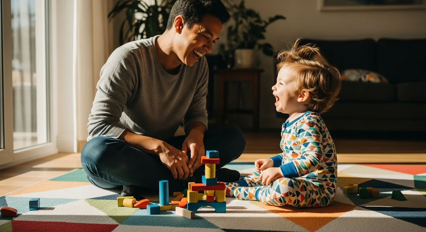 toddler parent sitting with child, warm and connected